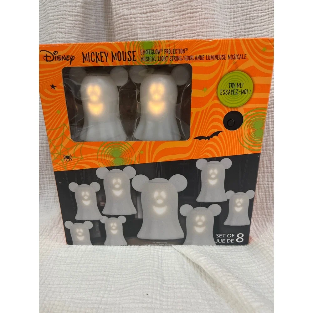 Disney Mickey Mouse Halloween Emoteglow Projection Musical Light String 8ft Set